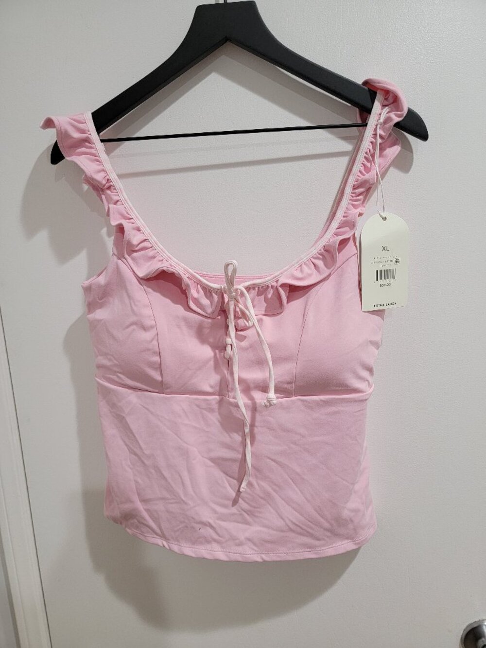 Blogilates Ruffle lace up tank